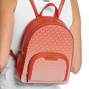 NEW Michael Kors Jaycee Medium Zip Pocket Backpack Bag Red Clay Shoulder